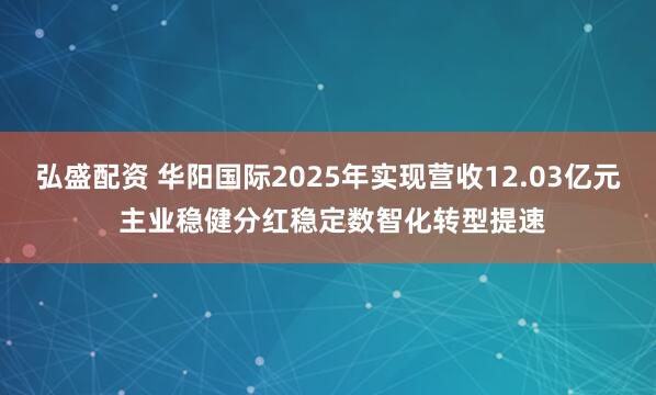 弘盛配资 华阳国际2025年实现营收12.03亿元 主业稳健分红稳定数智化转型提速